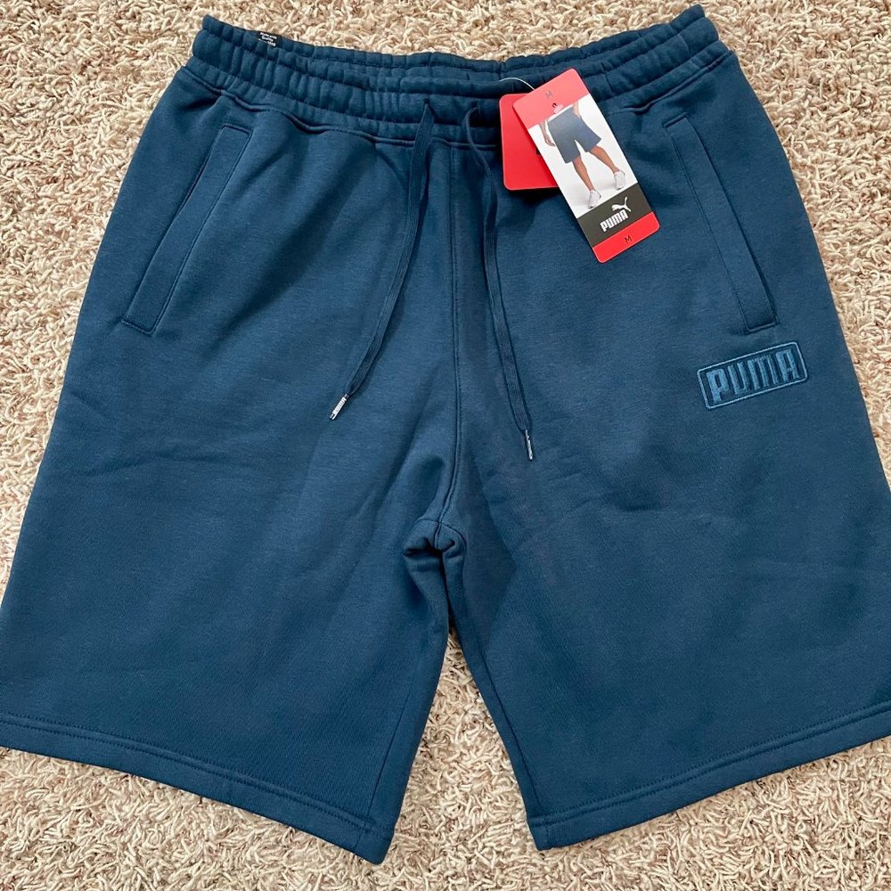 PUMA Men’s Active Fleece Shorts Blue, Size Medium (New)